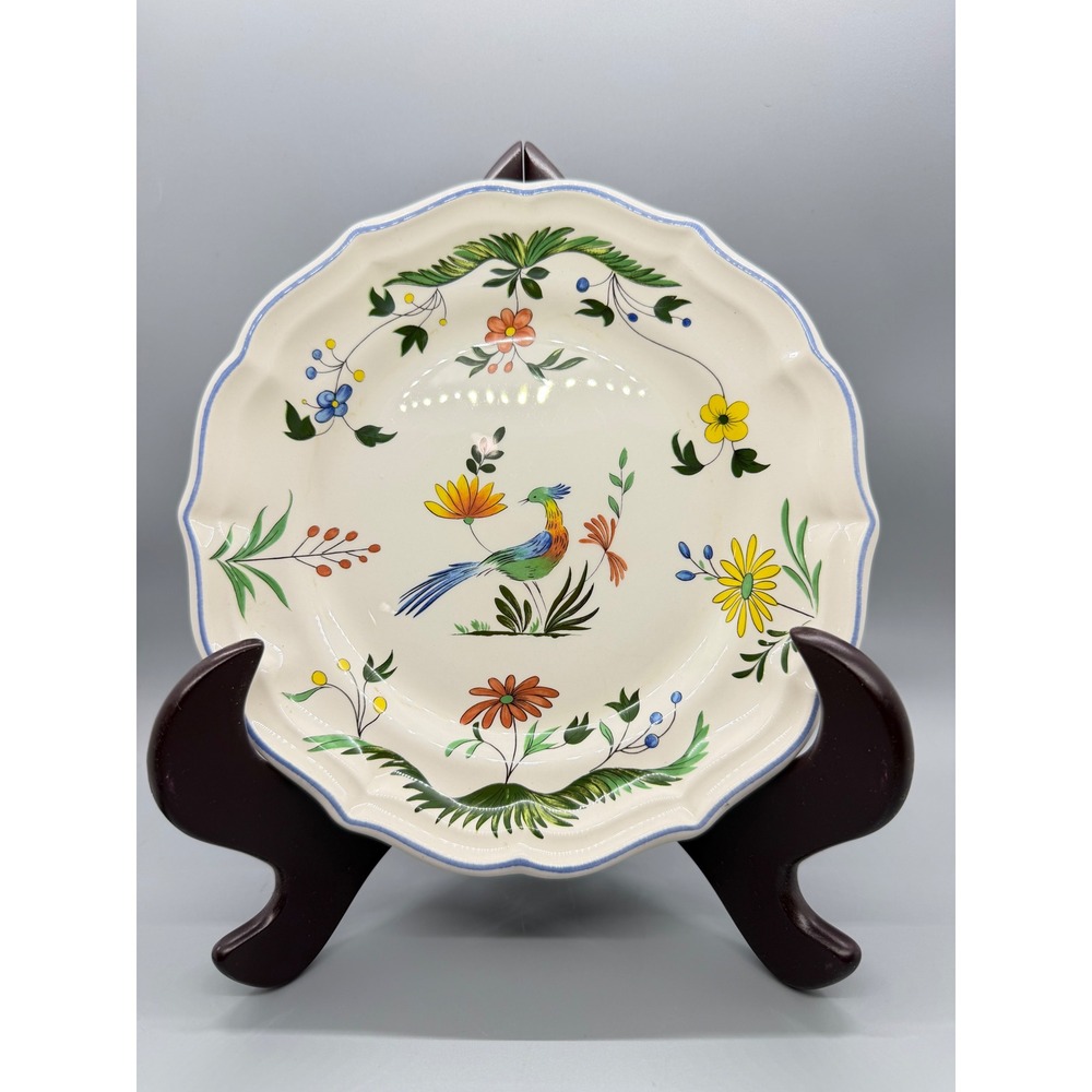 Gien Oiseaux de Paradis Small Plate France 6.50" Cream Floral Bird Gallery Wall